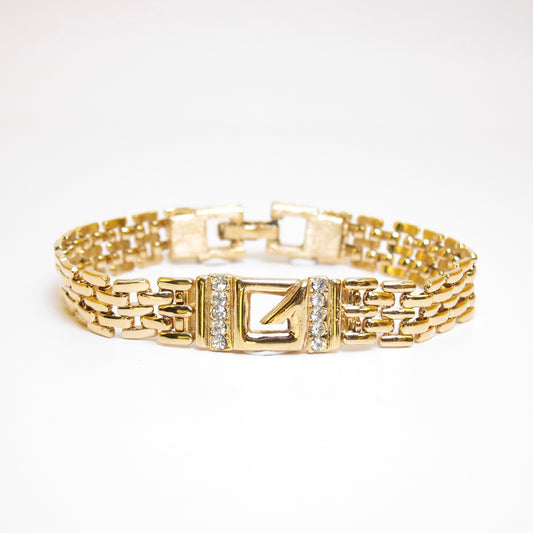 Givenchy Vintage G Logo with Rhinestone Golden Bracelet