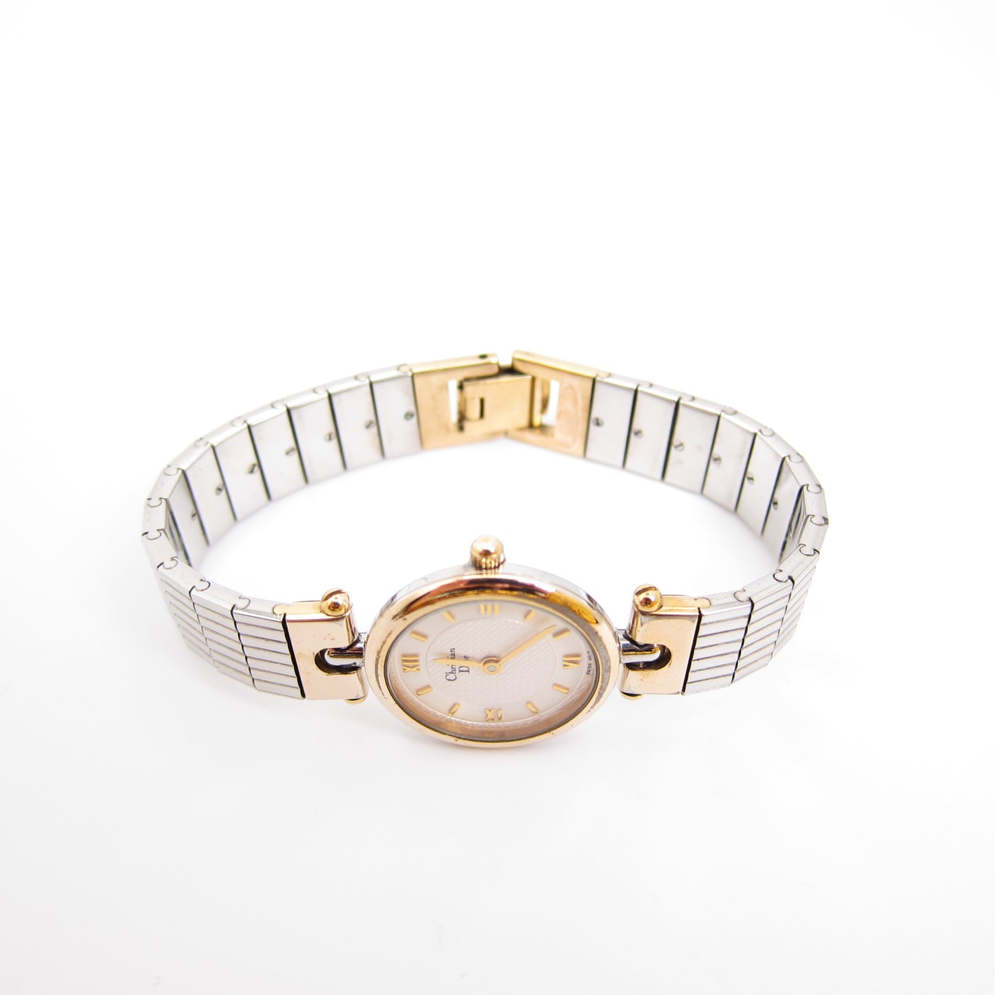 Christian Dior Vintage Round White Face Two Tone Watch