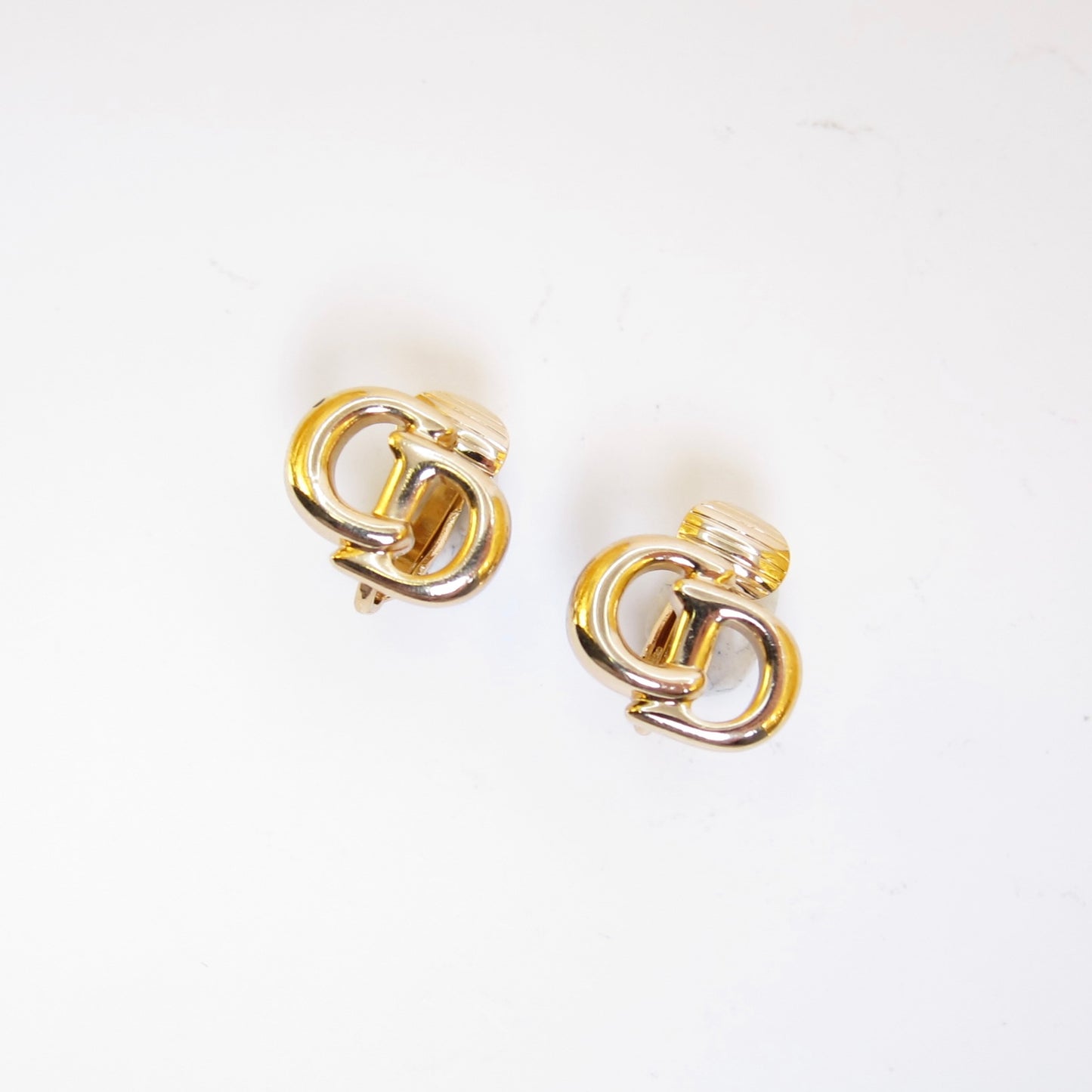 Christian Dior Vintage CD Logo Golden Clip-on Earrings