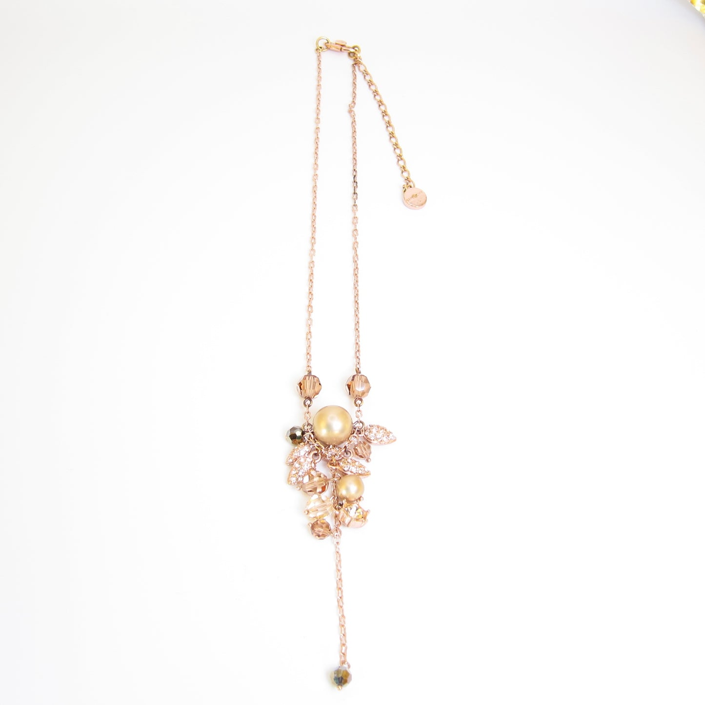 Givenchy Vintage Pearl and Brown Tone Stone Necklace