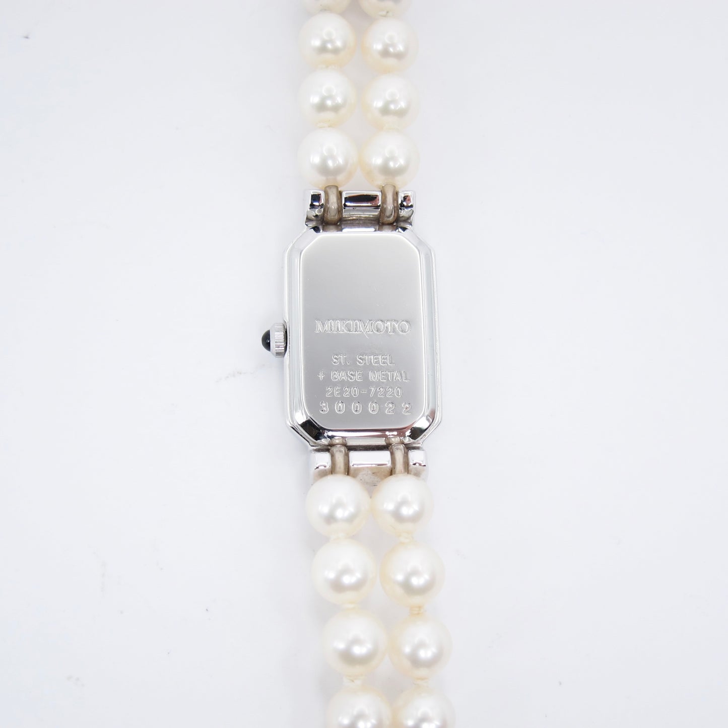 Mikimoto Vintage Rectangle Shell Pearl Face Silver Watch with Pearl Bracelet