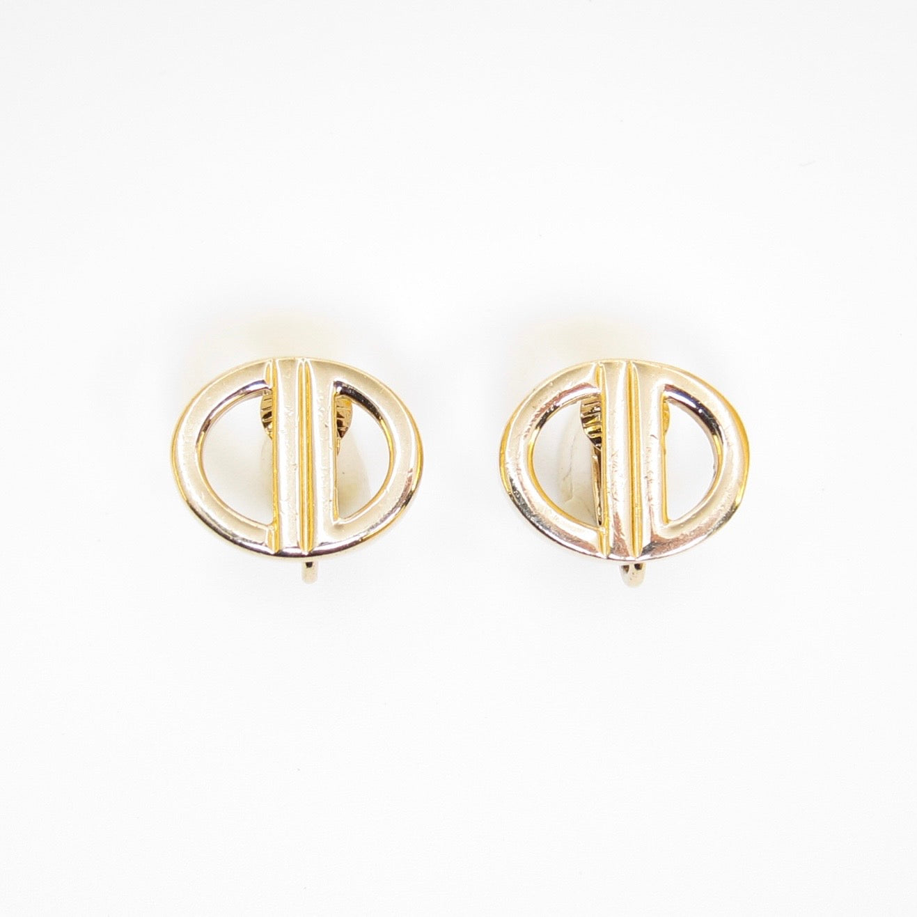 Christian Dior Vintage Minimal CD Clip Earrings
