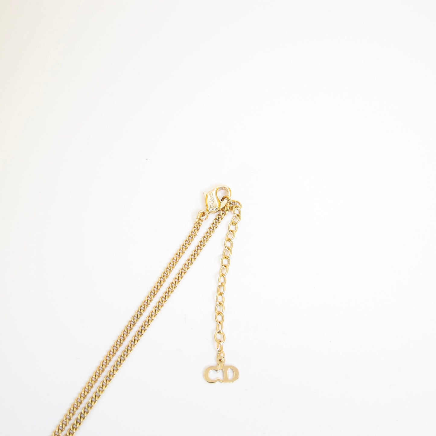 Christian Dior Vintage Oval Shape Black and Rhinestone Golden Necklace