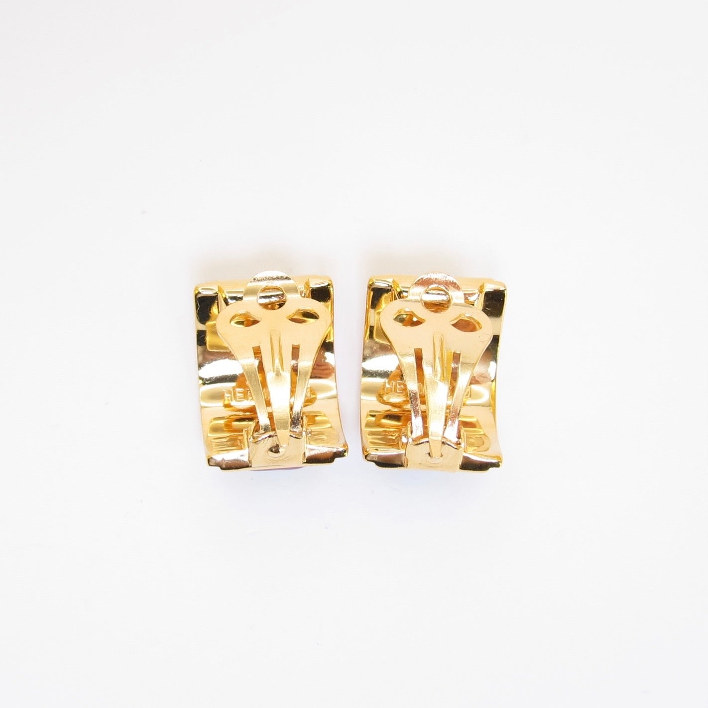 Hermes Vintage Multi Color Enamel Golden Clip-on Earrings