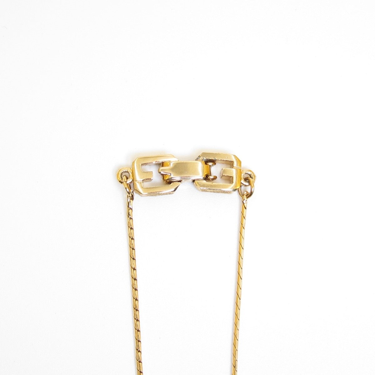 Givenchy Vintage Black Enamel G Pendant Necklace