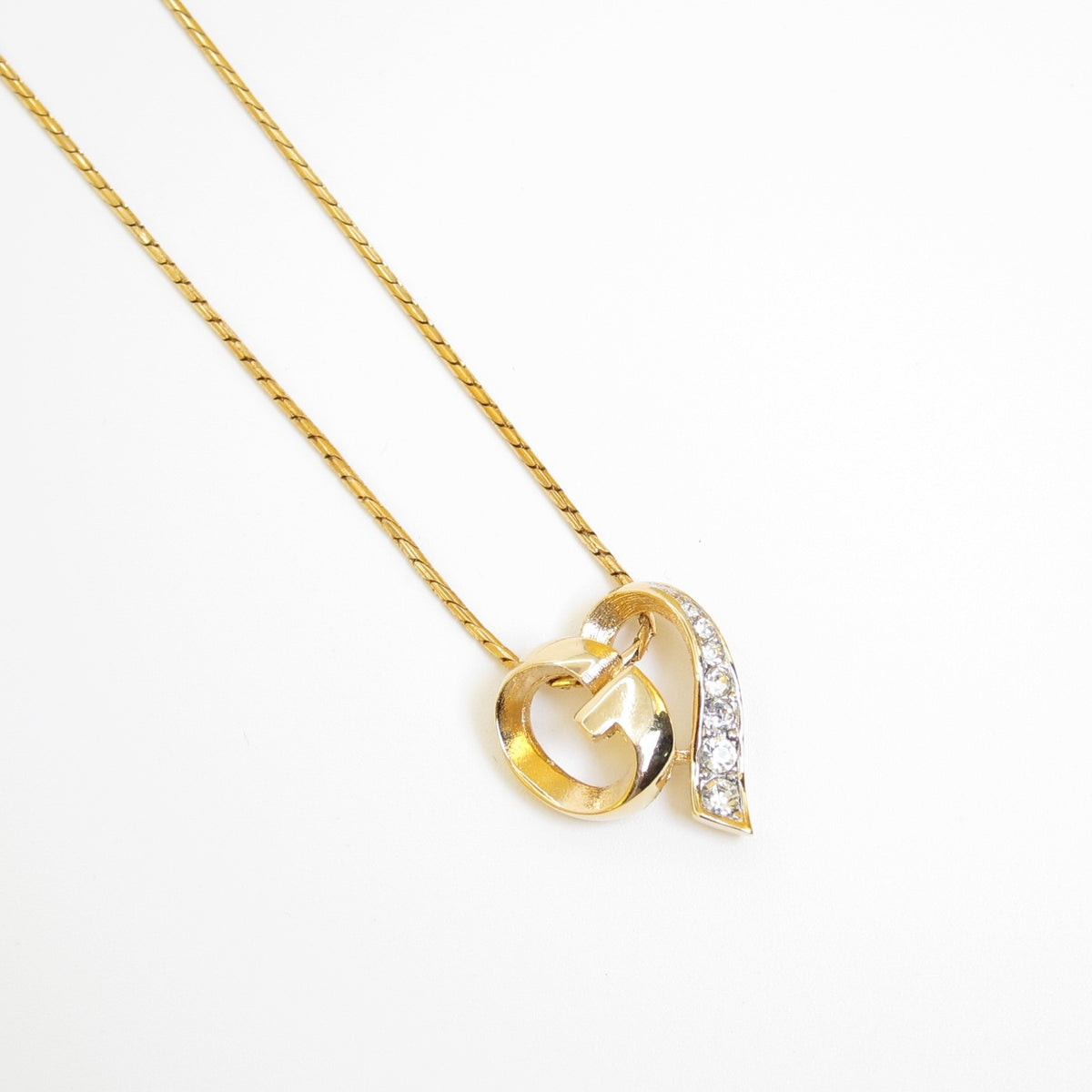Givenchy Vintage Crystal G Heart Necklace