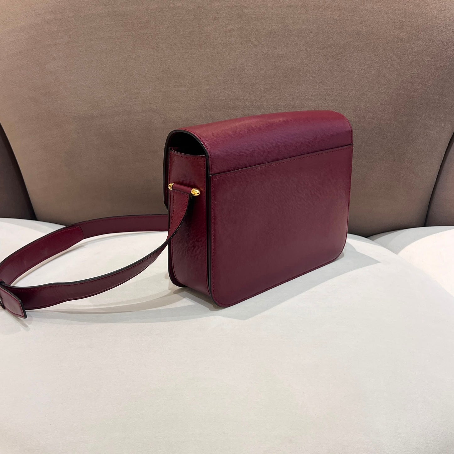 Cartier Vintage C De Cartier Bordeaux Leather Shoulder Bag