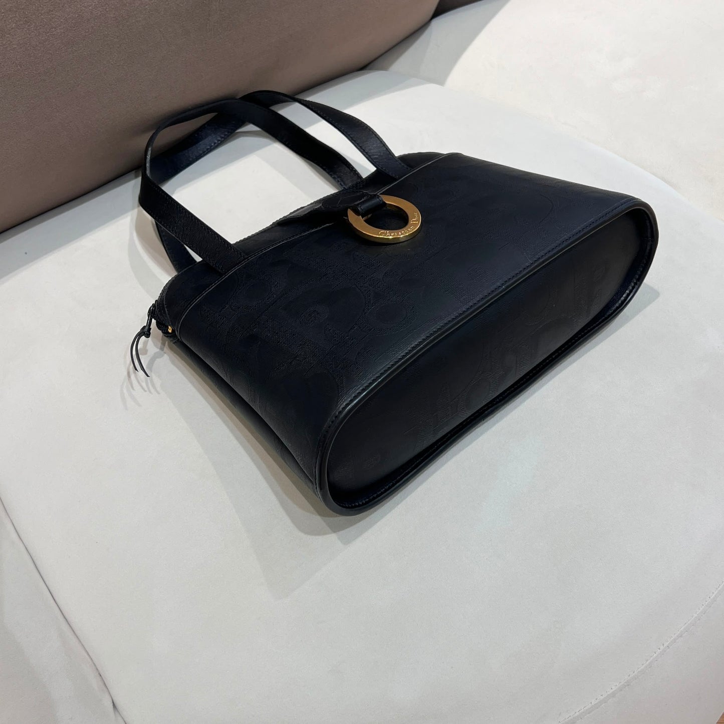 Christian Dior Vintage Black Trotter Jacquard Tote Bag