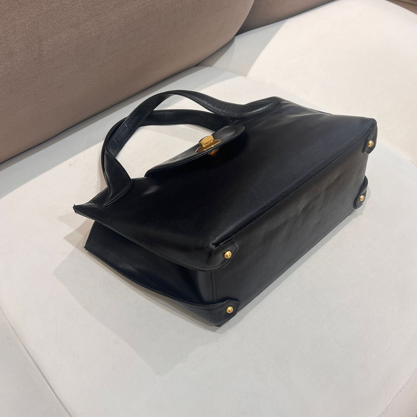 Givenchy Vintage Black Leather Flap Top Handle Shoulder Handbag