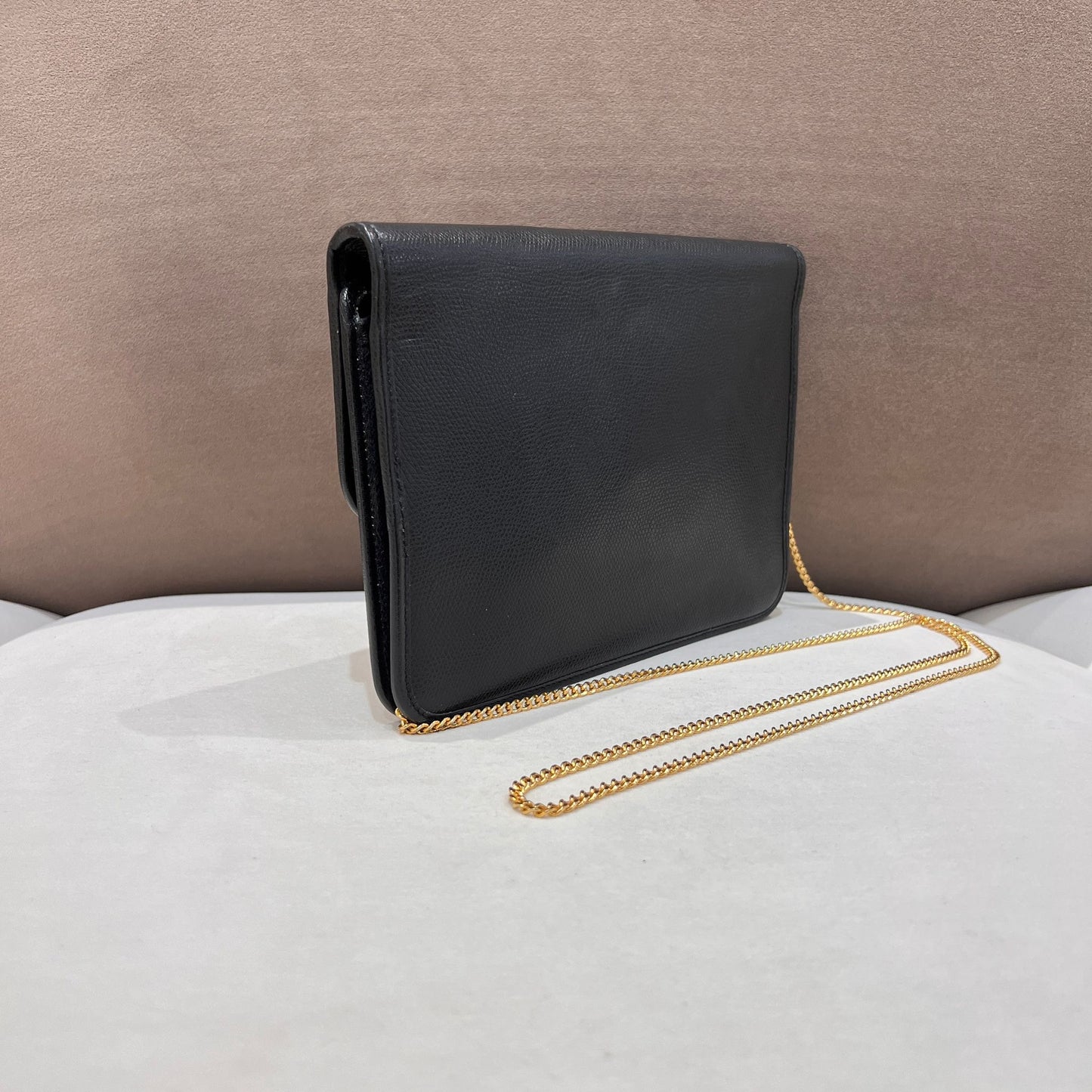 Christian Dior Vintage Black Leather Push-Lock Mini Shoulder Bag