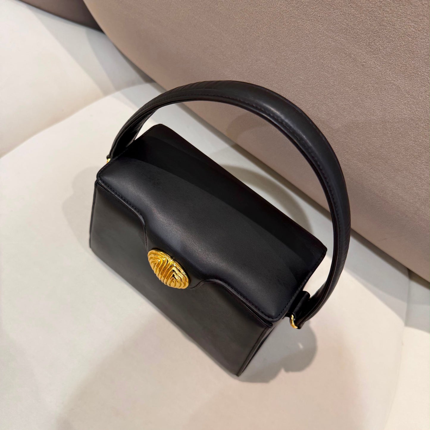 Givenchy Vintage Trapezoid Flap Black Leather Handbag