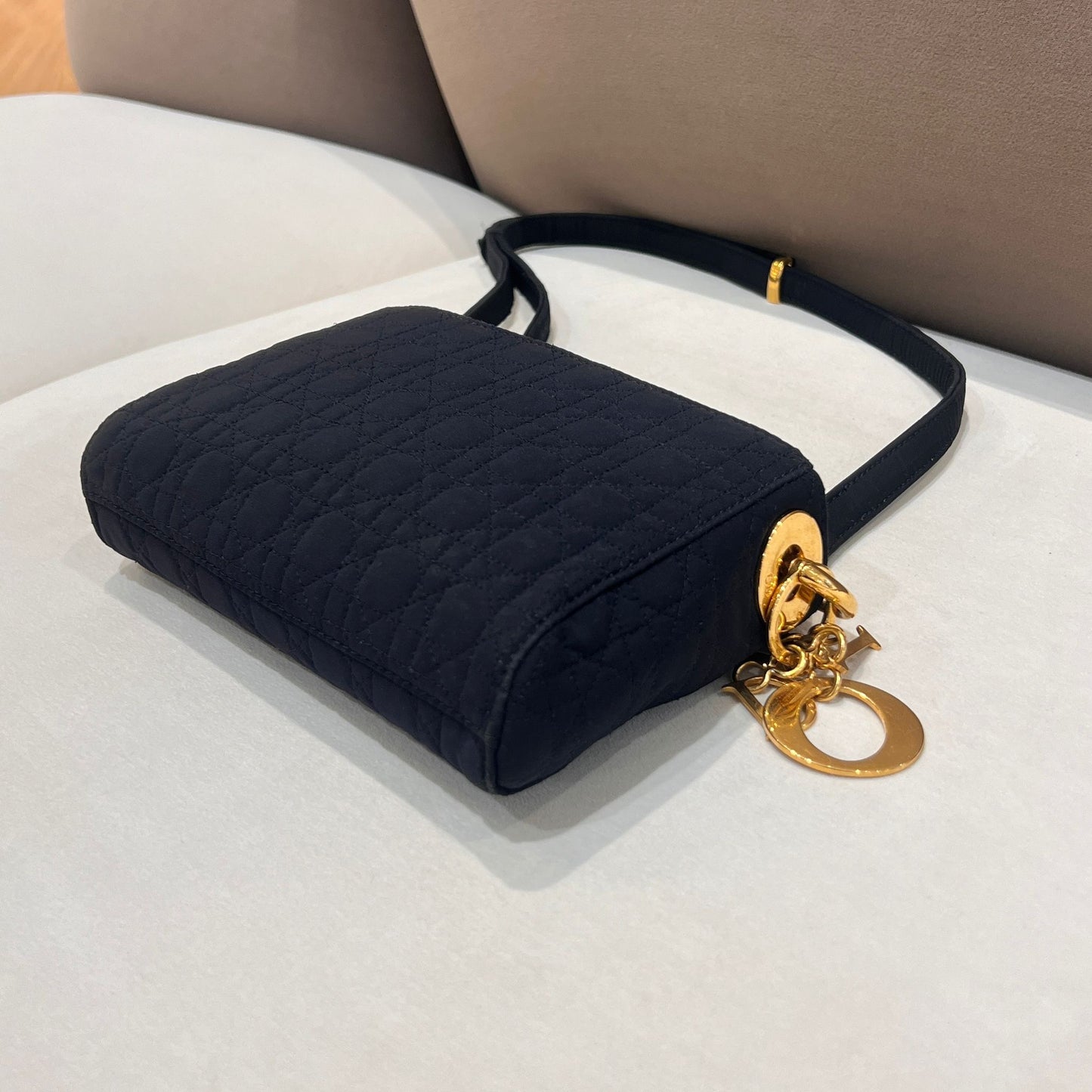 Christian Dior Vintage Lady Dior Cannage Black Shoulder Bag