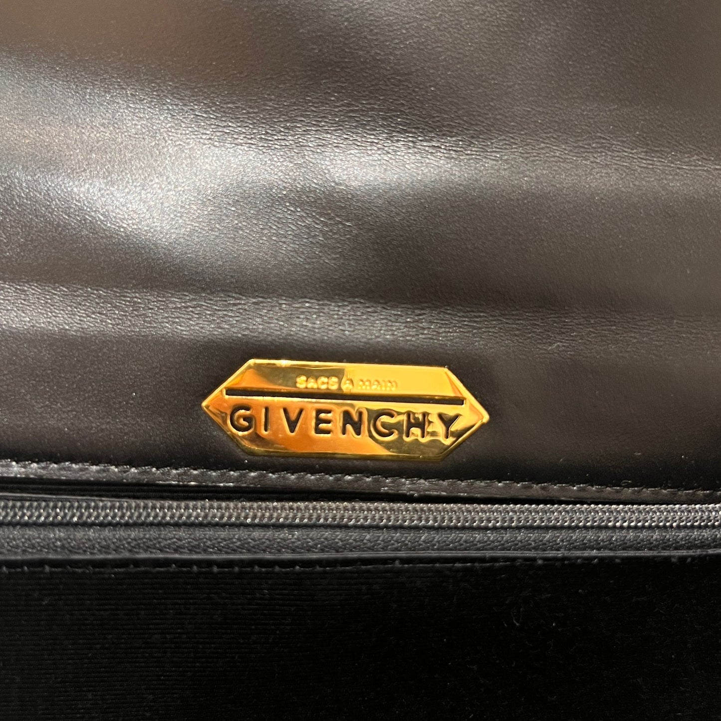 Givenchy Vintage Black Leather Top Handle Structured Handbag