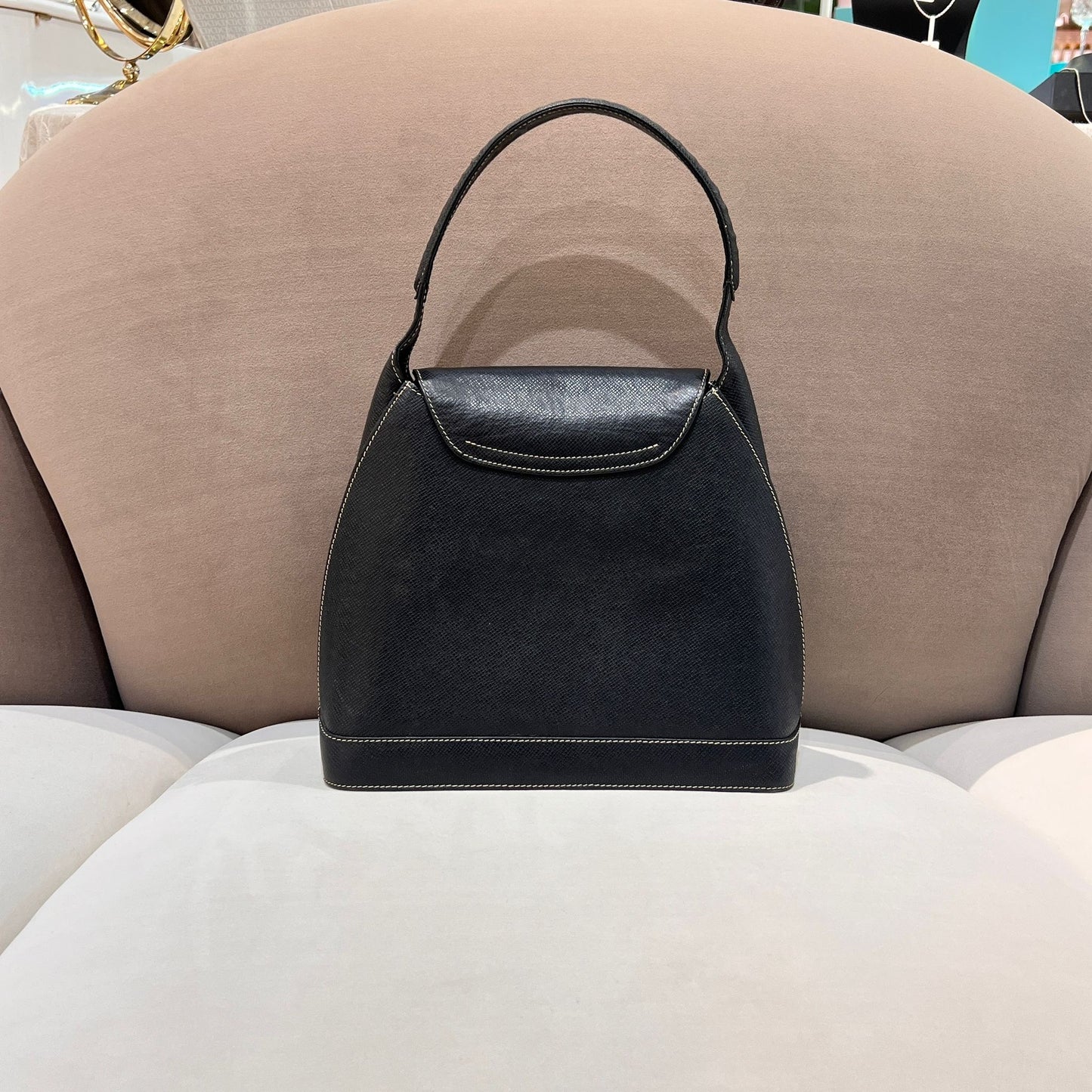 Valentino Vintage Black V Hardware Structured Handbag