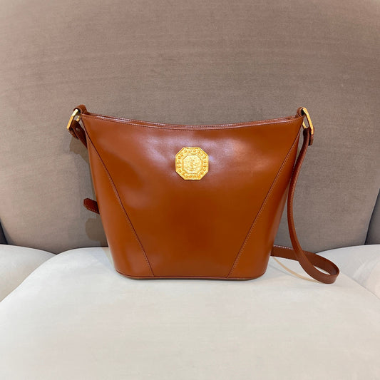 Yves Saint Laurent Vintage Brown Leather Medallion Shoulder Bag
