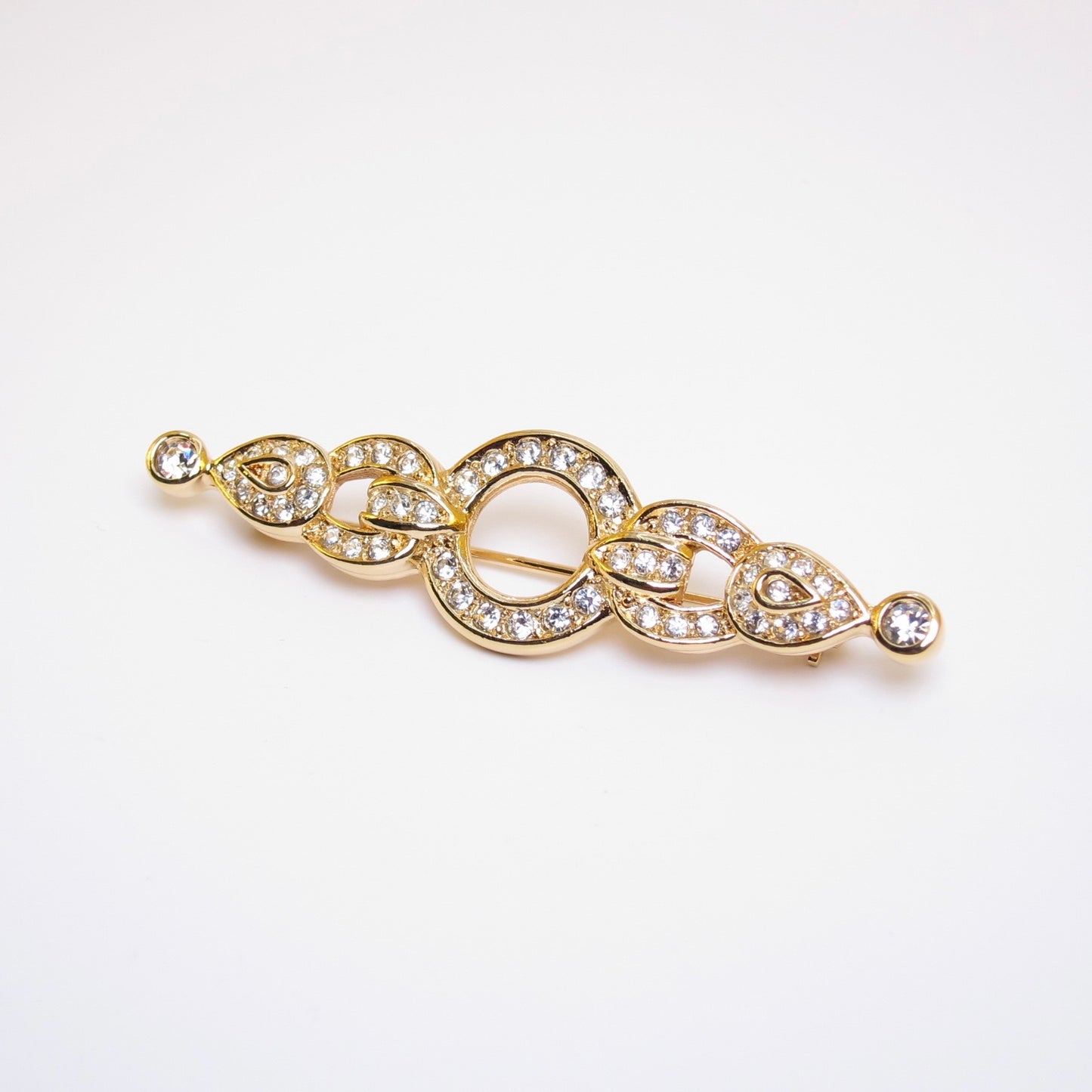Christian Dior Vintage Rhinestone Geometric Bar Brooch