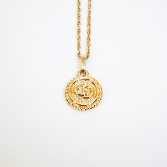 Christian Dior Vintage CD Logo in Circle Golden Necklace