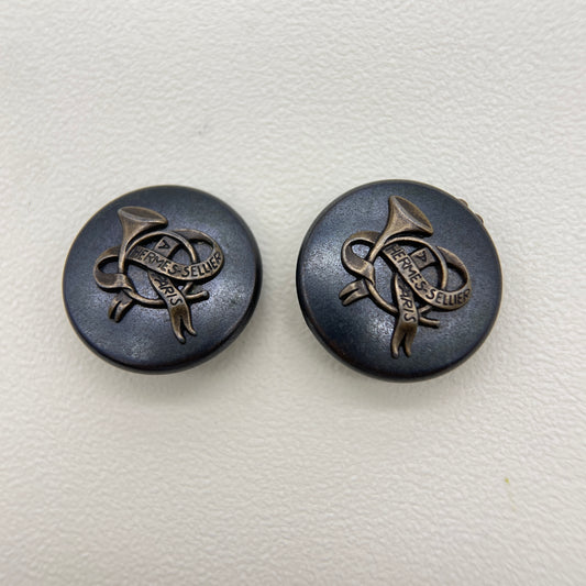 Hermes Vintage Horn Sellier Clip-on Earrings