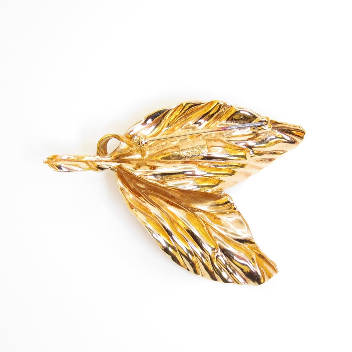 Christian Dior Vintage Leaf Motif Golden Brooch