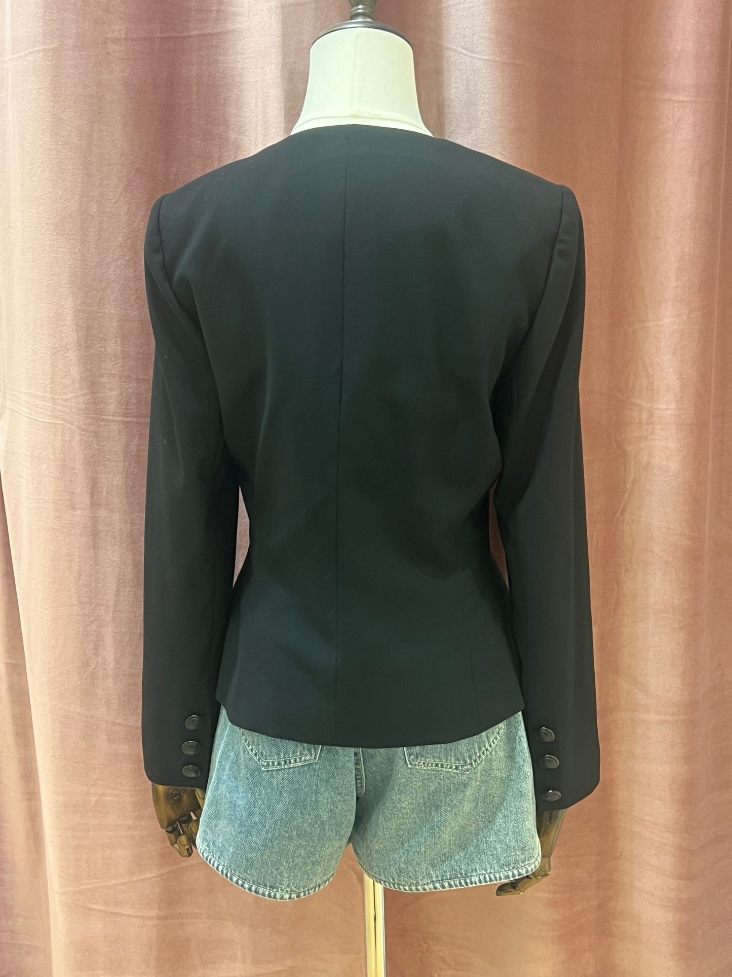 Christian Dior Vintage Black Round Neck Wool Blazer