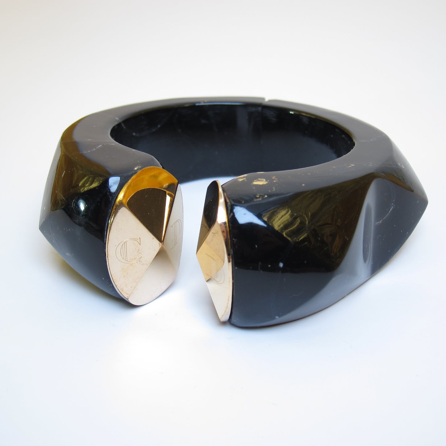 Christian Dior Vintage CD Logo Black and Golden Bangle