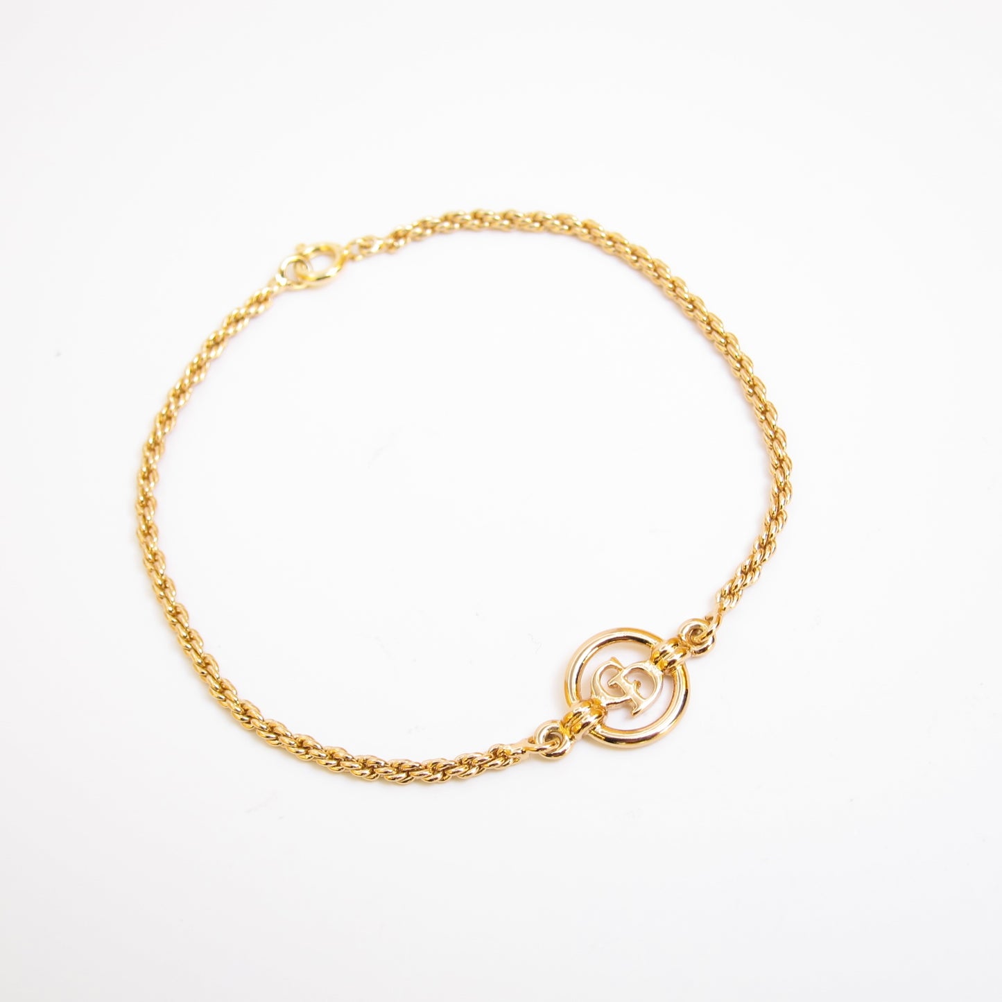 Christian Dior Vintage CD Logo in Circle Golden Bracelet