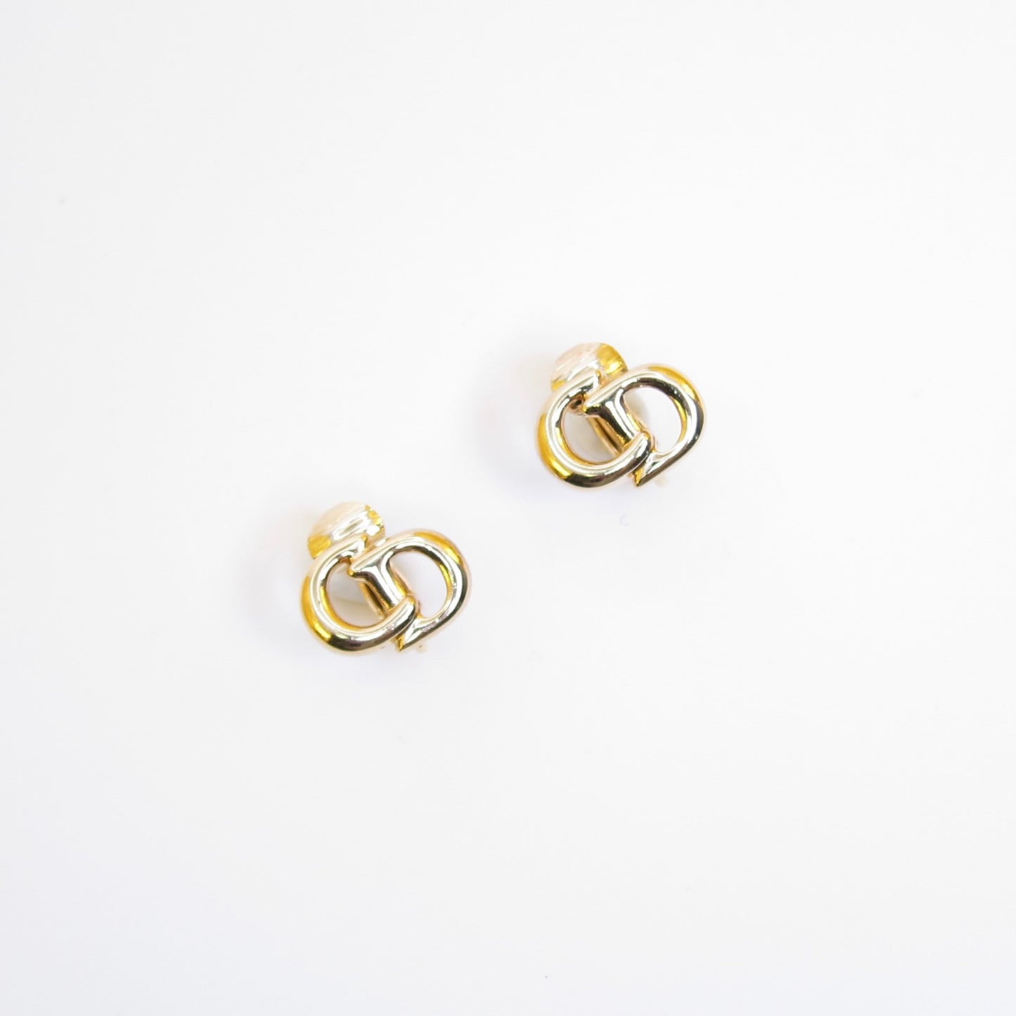 Christian Dior Vintage CD Logo Golden Clip-on Earrings