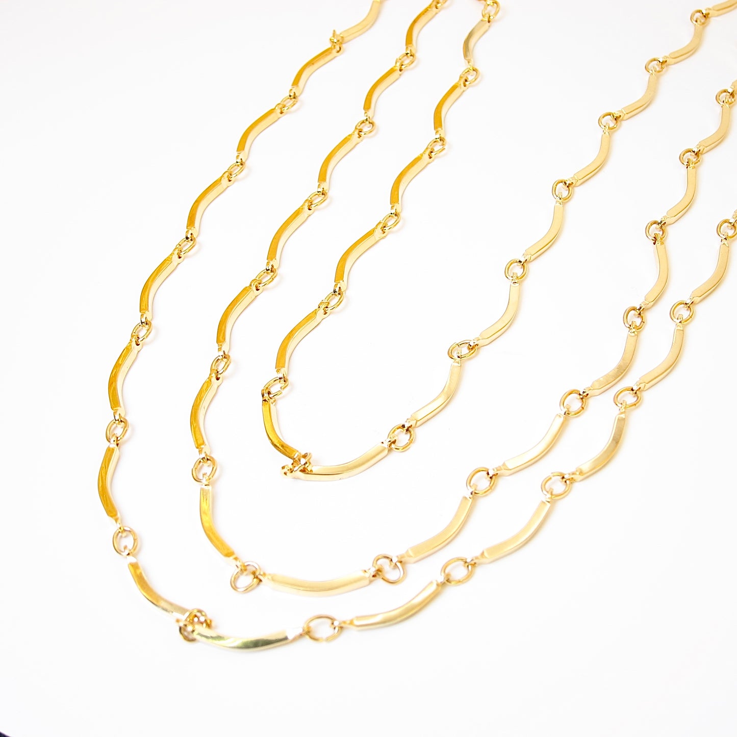 Yves Saint Laurent Vintage Stylish 3-Row Golden Long Necklace