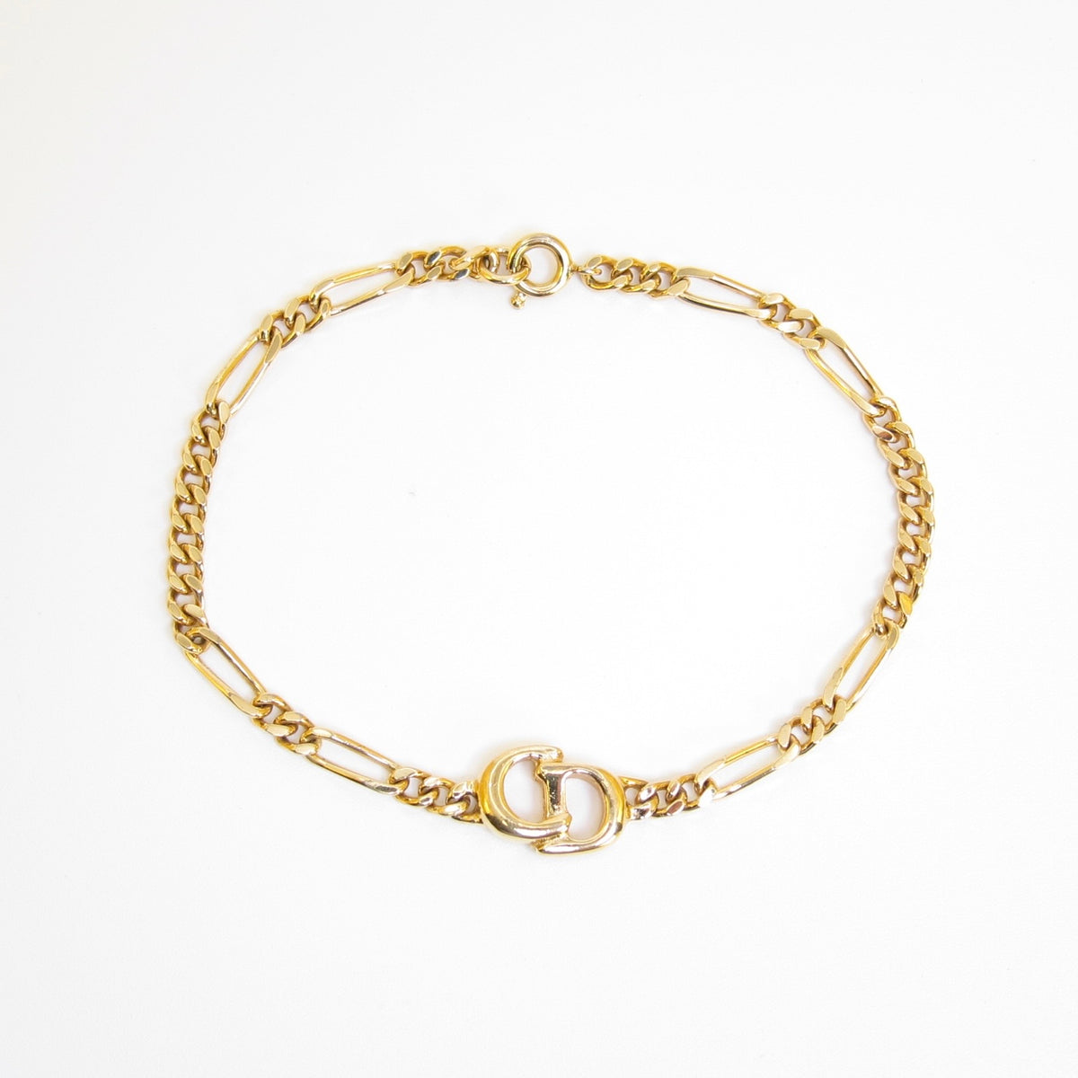 Christian Dior Vintage Oval CD Charm Gold-Tone Bracelet, 17.5cm