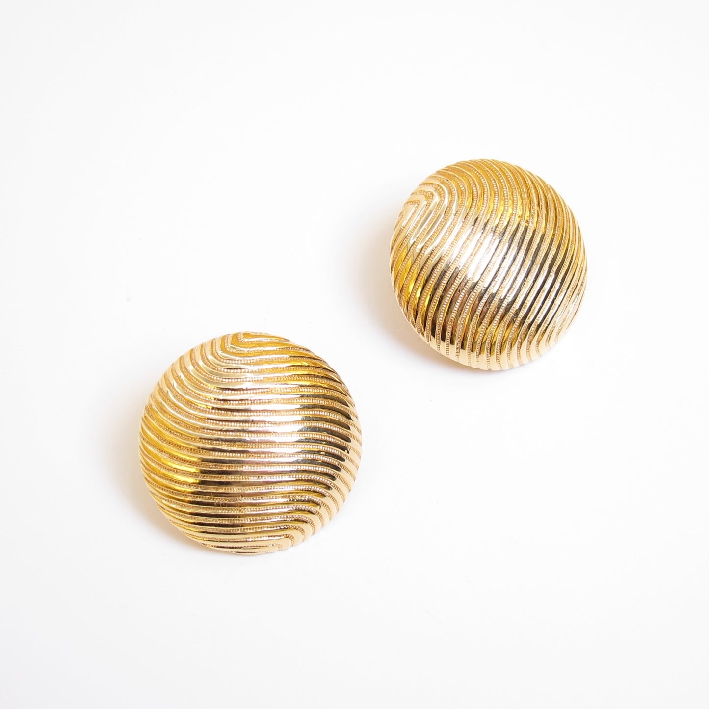 Monet Vintage Round Shaped Golden Clip-on Earrings