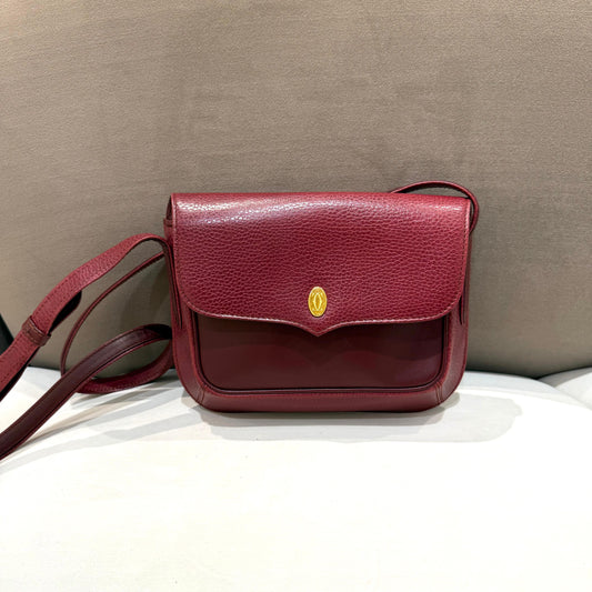 Cartier Must Line Vintage Bordeaux Leather Shoulder Bag