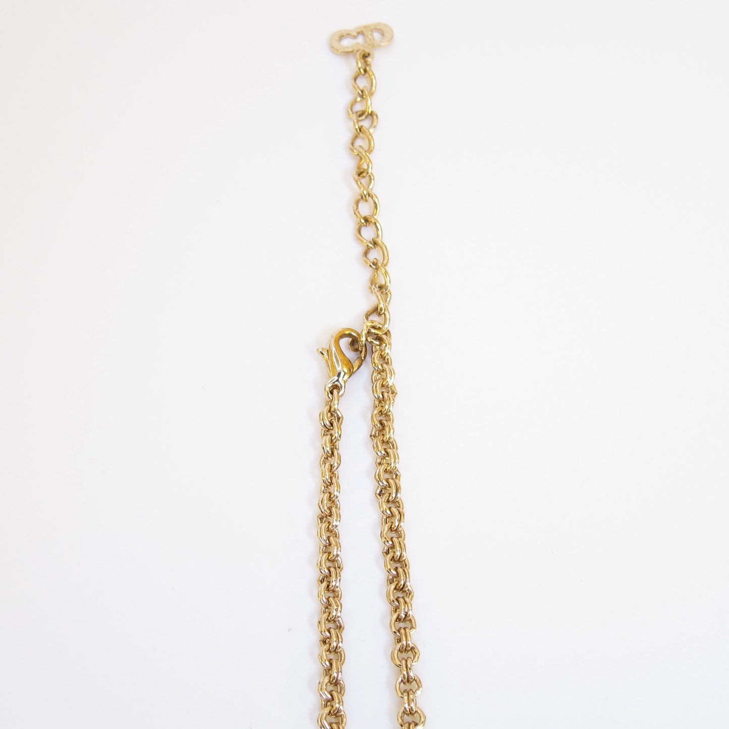Christian Dior Vintage CD Logo and Rhinestone Golden Necklace