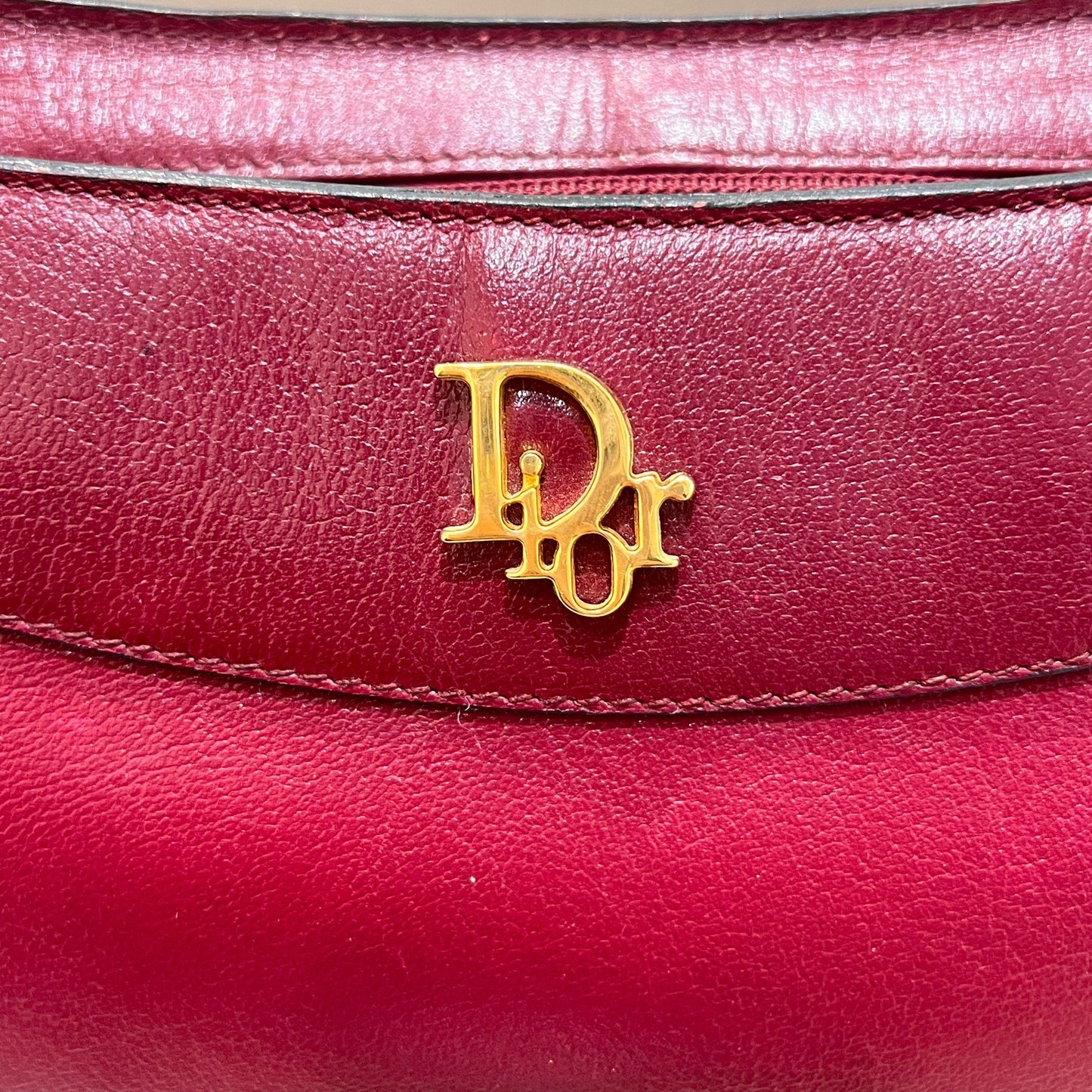 Christian Dior Vintage Burgundy Calfskin Cd Shoulder Bag