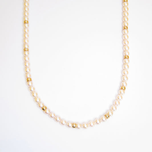 No Brand Vintage Pearl with Golden Beads Long Necklace