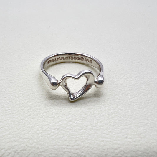 Tiffany Vintage Open Heart 925 Silver Ring #13