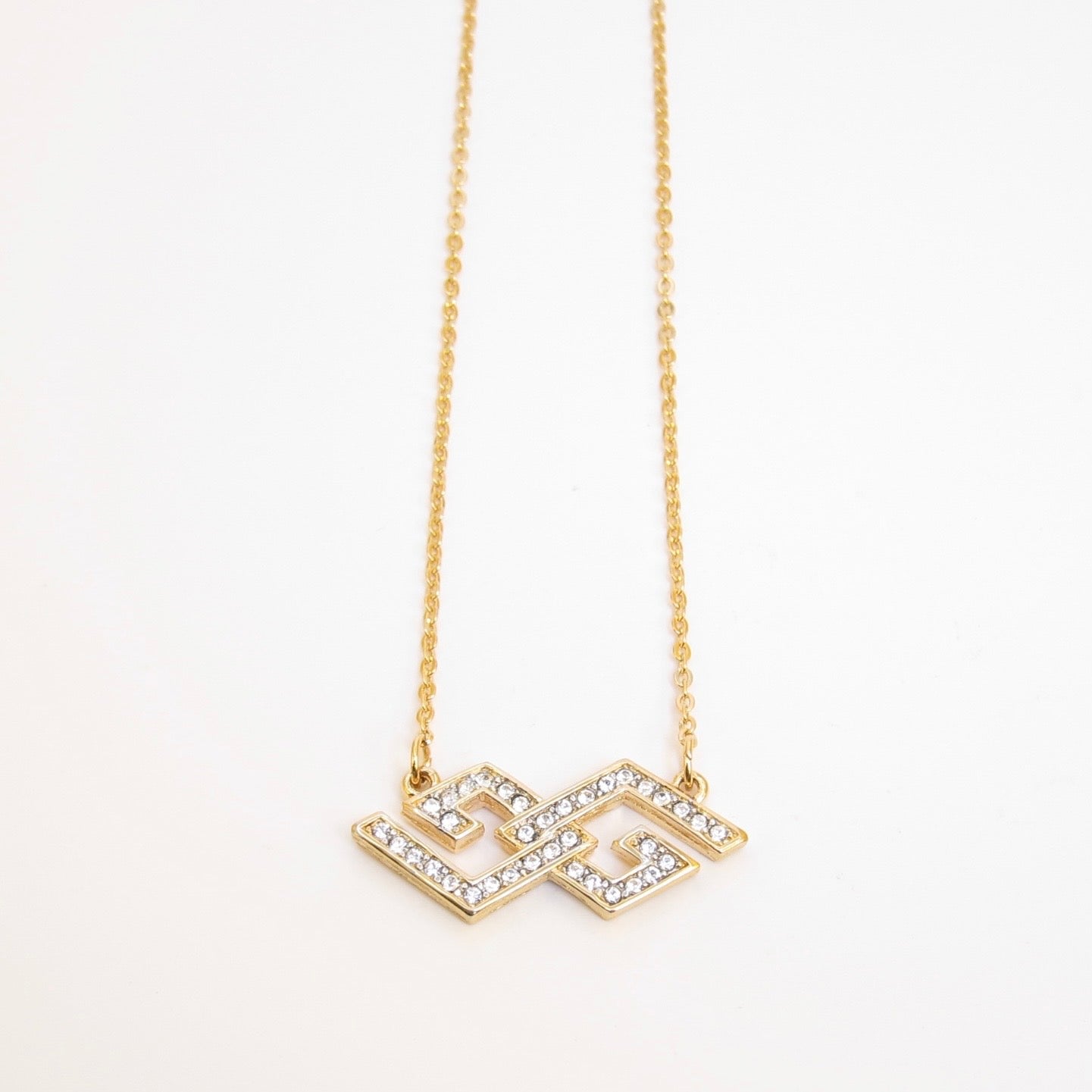 Givenchy Vintage GG Logo with Rhinestone Golden Necklace