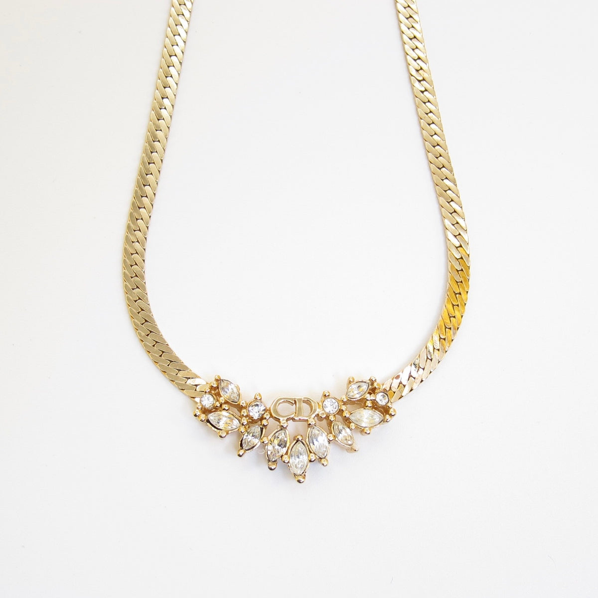 Christian Dior 中古閃石 V 形金色頸鏈，42 厘米