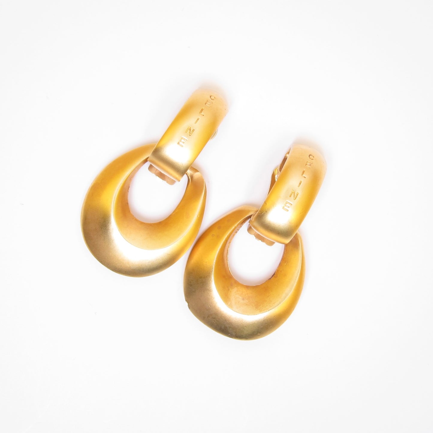 Celine Vintage Celine Logo 2-way Usage Golden Clip-on Earrings