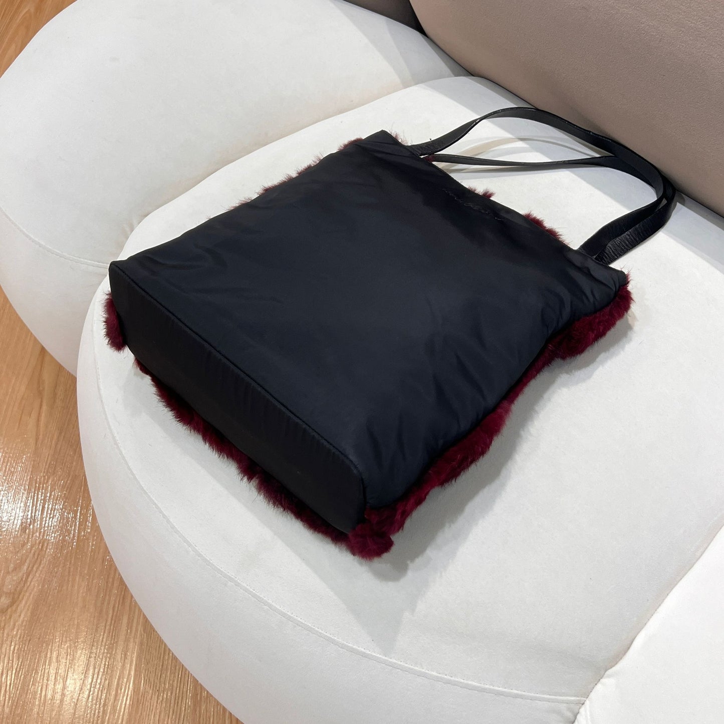 Givenchy Vintage Burgundy Fur Tote Handbag