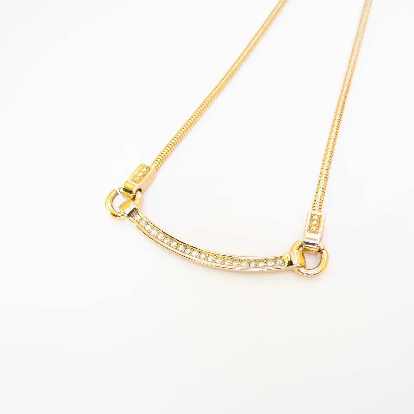 Christian Dior Vintage Stylish Rhinesteone Golden Necklace