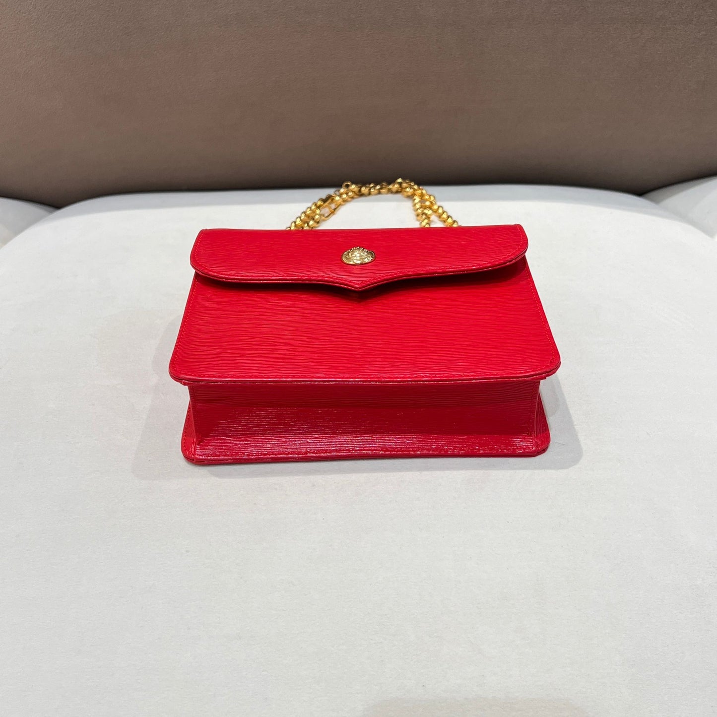 Chloé Vintage Red Grained Leather Chain Shoulder Bag