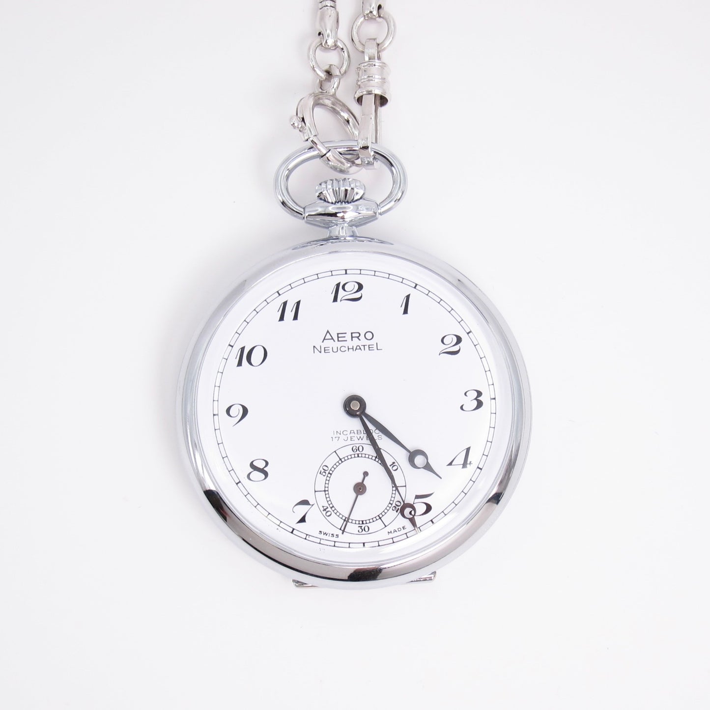Aerowatch Vintage White Face 17 Jewels Hand-Winding Pocket Watch
