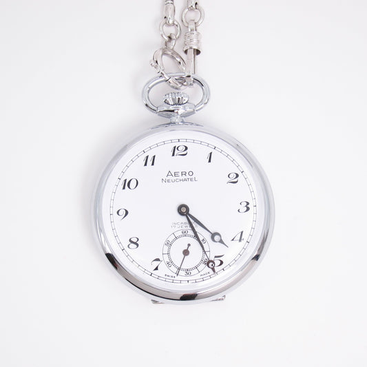 Aerowatch Vintage White Face 17 Jewels Hand-Winding Pocket Watch