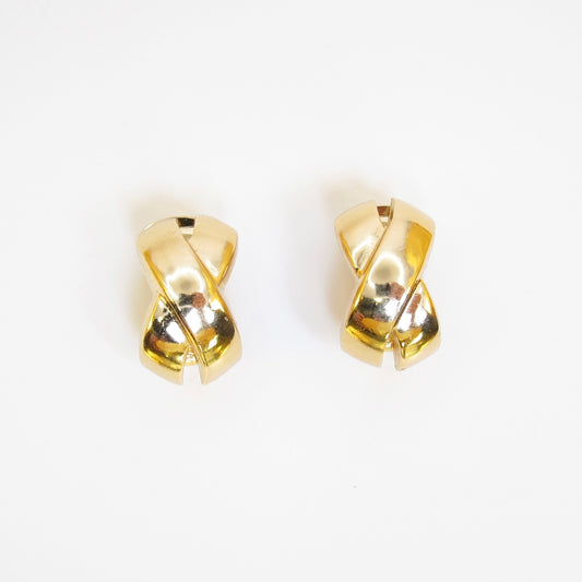Christian Dior Vintage Cross Motif Golden Clip-on Earrings