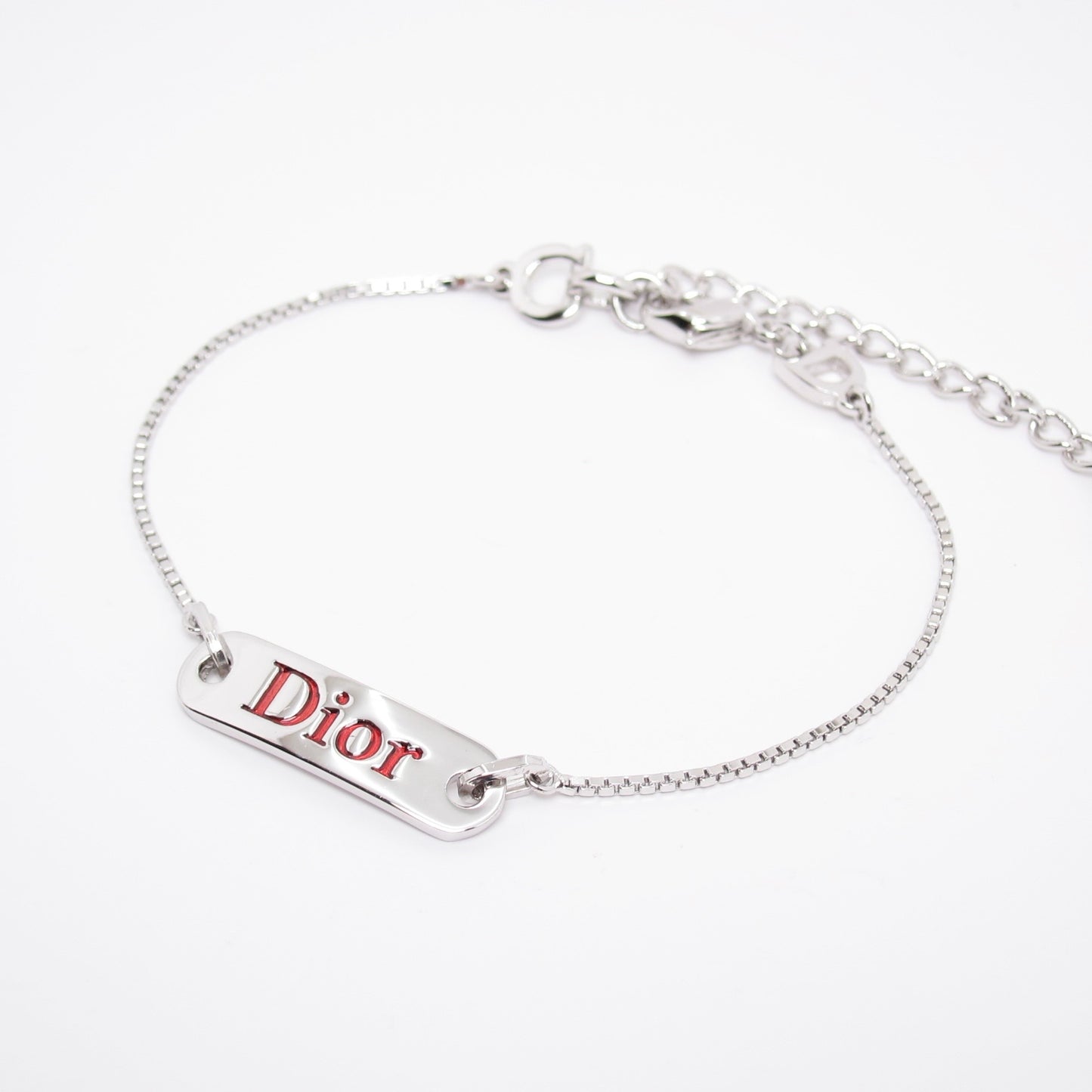 Christian Dior Vintage Dior Logo Plate Silver Bracelet