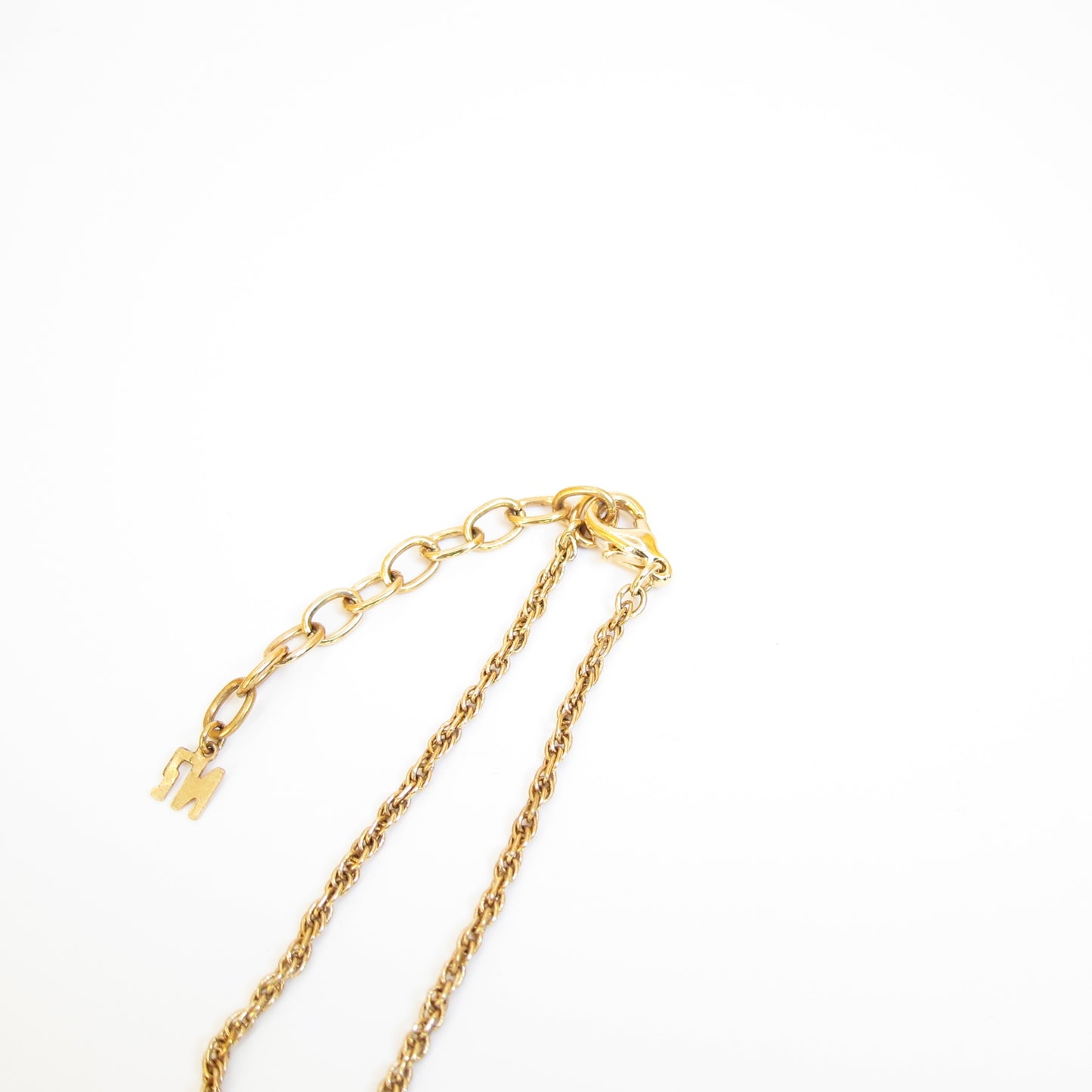 Nina Ricci Vintage NR Logo in Circle with Rhinestone Golden Necklace