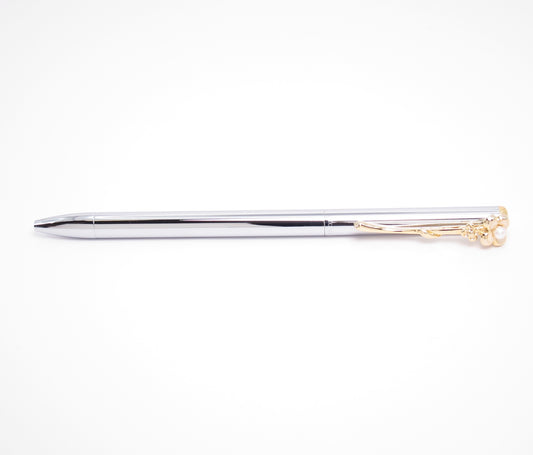 Mikimoto Vintage Flower Motif with Pearl Two Tone Ballpoint Pen