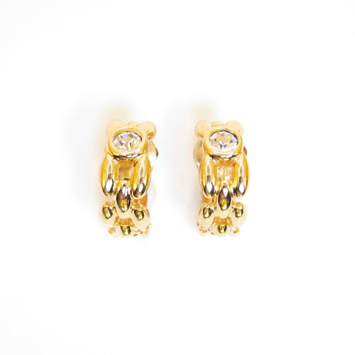 Christian Dior Vintage Crystal Pod Clip-On Earrings