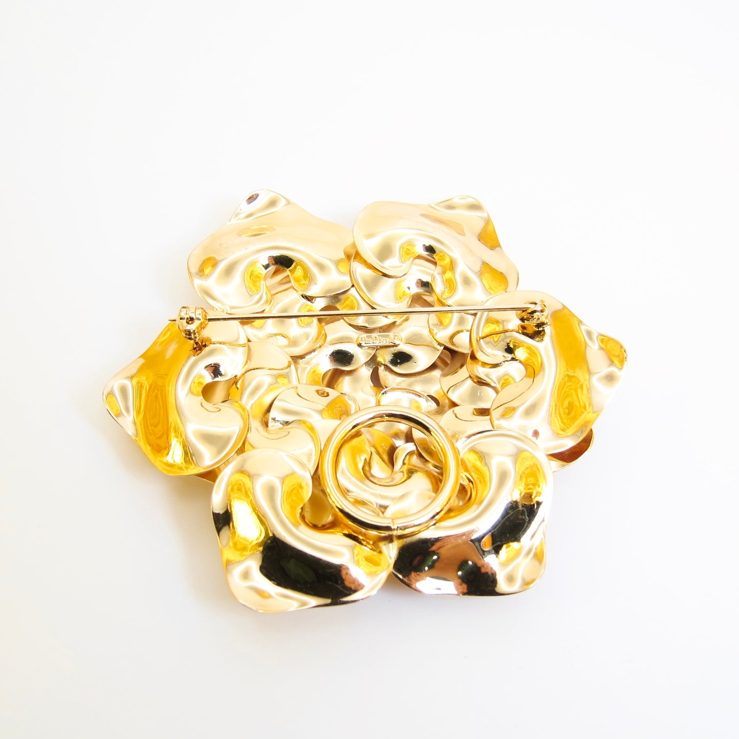 Christian Dior Vintage Flower Motif Golden Brooch
