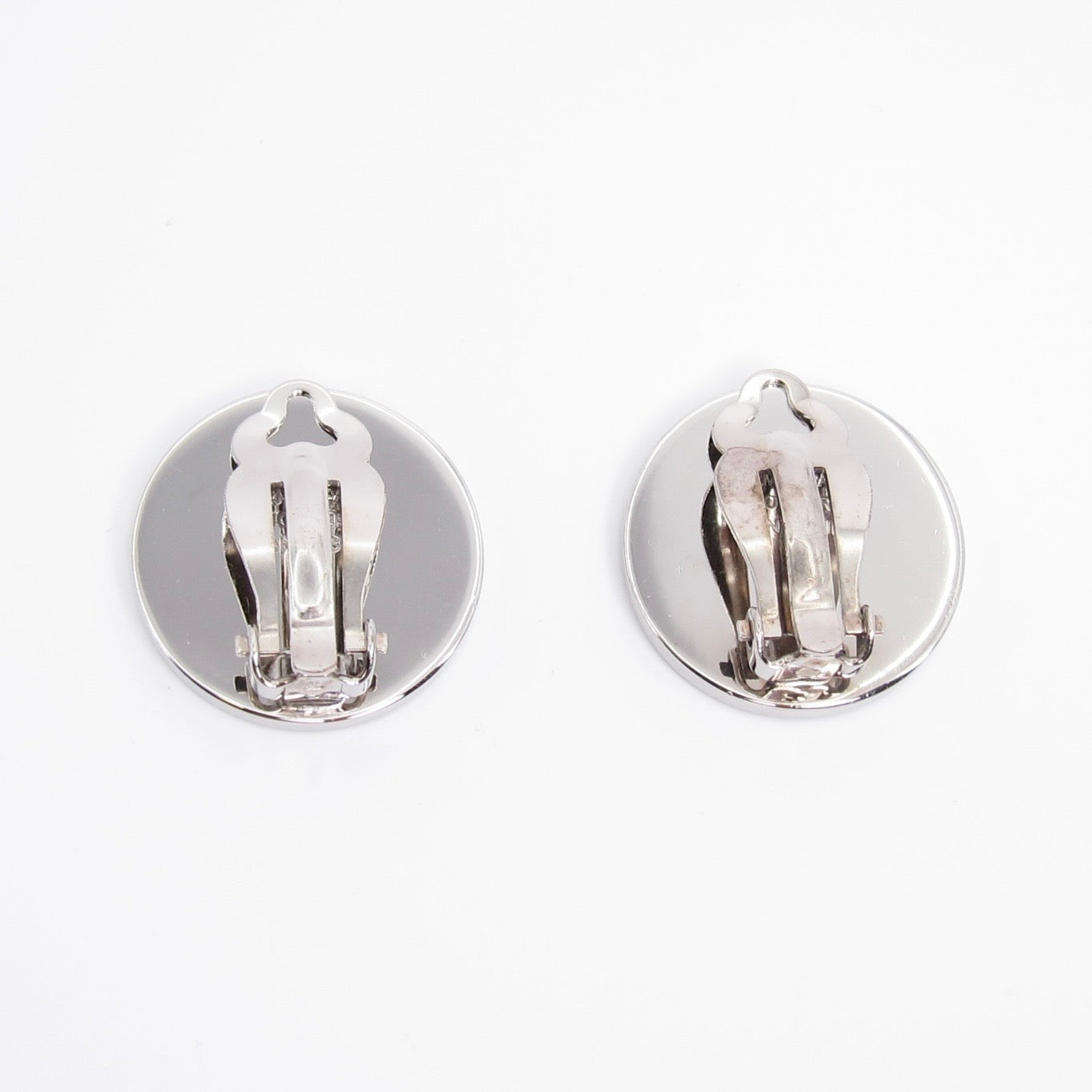 Hermes Vintage Corozo Horse and Carriage Silver Clip-on Earrings